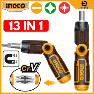 INGCO 13-IN-1 RATCHET SCREWDRIVER SET | FOLDING HANDLE | AKISD1208