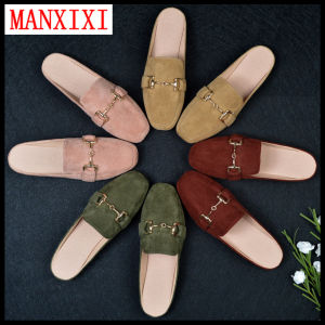 MANXIXI Classic Style Fashion Big Size Flat Mules Sandals For Women (32-44 Size)
