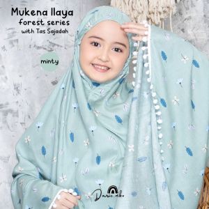 Mukena Anak Rayon Kombinasi (Umur 8 - 13 Tahun) Tas Sajadah Ilaya Bunga Forest Katun Rayon Premium