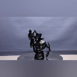 FFBH Metal Handicraft Artificial Portrait Sculpture Warrior Abstract Horse Head Hollow Art Statues Metal Figurine Home Decoration Q9Z6P