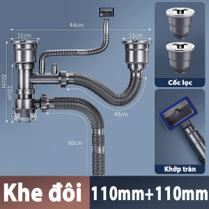 Bộ dụng cụ thông cống bồn rửa nhà bếp Chống mùi và côn trùng Phù hợp với bồn rửa đôi