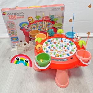 Đồ chơi câu cá 4 cần nam châm chân đế cao nhựa ABS an toàn nhạc vui nhộn cho bé đồ chơi cấu cá size lớn giải trí cho bé