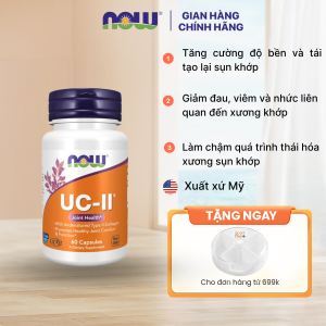 Viên uống giảm đau nhức xương khớp thoái hóa xương sụn khớp UC-II Now Collagen Type II của Mỹ (60 viên) UC ll