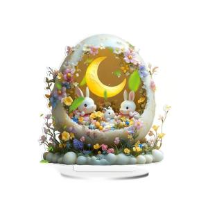 Holiday Rabbit and Eggs Acrylic Table Decoration Vibranted Color for Enhancing Holiday Decorations in Any Space