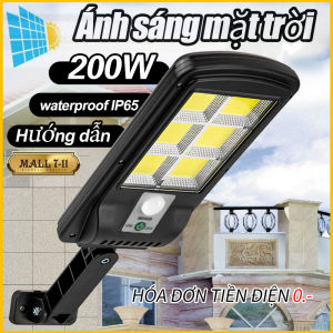Đèn năng lượng mặt trời sân vườn solar light 200w cảm biến 6 COB 48 LED Tặng kèm điều khiển Đèn Led cảm biến năng lượng mặt trời lắp đặt đường phố ban công sân vườn tiện dụng