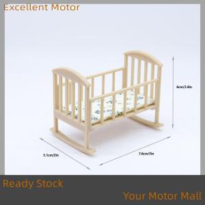 Excellent Ready Stock 1 12 Dollhouse Mini Cradle Baby Bed Rocking Bed Model Dollhouse Simulation Furniture Decoration Dolls House Accessories Play Toy