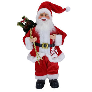 New Santa Doll Christmas Decoration Christmas Santa Claus Doll Decoration Christmas Checked Cloth Resin Sitting Elderly Decoration Happy New Year 2025