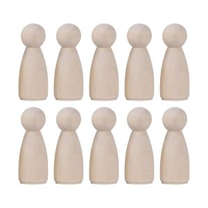 FLOW TOP 35/43/53/65mm 20pcs Male Female Blank Puppets Natural Wood Wooden Peg Doll Wood Crafts Wedding Decoration Unpainted Figures