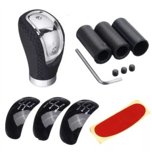 Universal 5/6 Speed Black Red Stitching Leather Manual Car Gear Shift Knob Stick Shifter