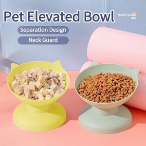High Foot Pet Bowl Elevated Feeder Detachable Neck Protector Anti Vomiting Tilted Cat Dog Food Water Dish Bekas Makanan