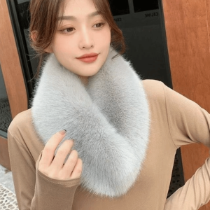 ELFINL Soft Faux Fur Neck Warmer Thickened Warm Neck Wrap Shawl Chic Cold-Resistant ic Cross Neck Collar Women