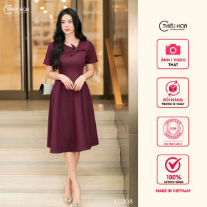 Đầm thiết kế thanh lịch sang trọng chất liệu Cotton Lạnh Hàn Quốc thương hiệu Thiều Hoa DD4L0208