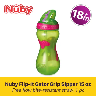 Nuby 18m+ Flip-It Gator Grip Hard Straw Toddler Cup
