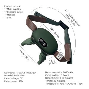 KONKA Neck Shoulder Massager 3 Speed Cordless Portable Trapezius Massager for Relax Tight Muscles in Back Shoulder for Home Office Car Use 颈椎按摩仪
