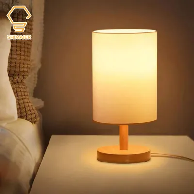 Lampu Meja LED Gaya Jepang Lampu Tidur Kain Retro Pencahayaan Samping Tempat Tidur Di Kamar Tidur