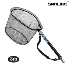 SANLIKE Ball Net Tamo Net Folding Telescopic Adjustable Ball Pattern Fishing Net Fishing for Freshwater Seawater Landing Net