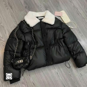 Áo phao nữ hàn quốc dáng ngắn [GIÁ MỞ BÁN] phối cổ lông siêu vải Da áo khoác phao mùa đông nữ