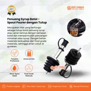 Penuang Sirup Botol Stainless Steel Spout Pourer dengan Tutup