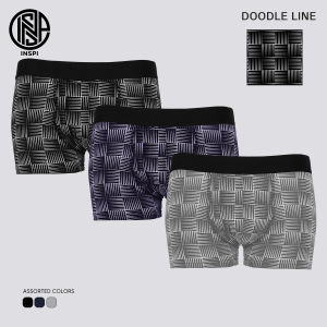 INSPI 3pcs Set Printed Boxer Brief for Men Boxers Shorts Random colors Black Grey Blue Comfortable Daily Wear 2