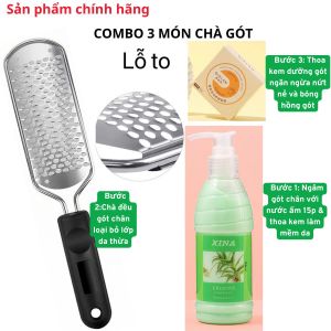 [Ưu Đãi Sản Phẩm Mới] Combo Chà Gót Chân 3 Món Inox Thay Lưỡi Dành Cho Chị Em Làm Tại Nhà - Bộ Gồm Cây Chà Gót Hủ Kem M