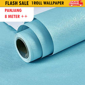 WALLPAPER STIKER DINDING BIRU MUDA POLOS 45CM X 10M