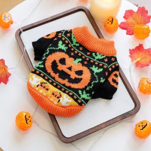 ER52858 Warm Halloween Dog Sweater Turtleneck Design Pumpkin Costume Cat Sweatershirt Party Costume Comfortable Pumpkin Pet Sweater Halloween Party