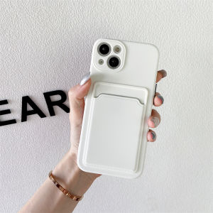 Liquid Silicone Wallet Card Holder Card Slots Shockproof Phone Case For iPhone 15 pro 15 plus 14 pro max 13 pro 12mini 11 X XS XR XS Max 7 Plus 8 Plus Se 2020 Back Cover Casing