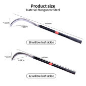 60/65cm Long Handle Agricultural Weeding Tool Willow Sickle for garden and Agricultural weeding