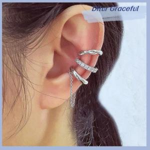Ditur 3PCS Fashion Delicate Zircon Cute Ear Clips Ear Cuff No Earrings Cartilage Ear Clip For Women Jewelry