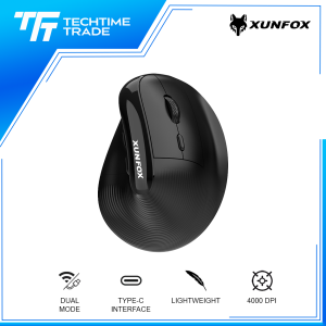 XUNFOX H5 Dual Mode Vertical Gaming Mouse 2.4GHz and Bluetooth Wireless1600DPI Charge Mute Wireless Mice