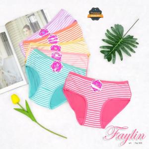1 LUSIN | Celana Dalam Wanita FAYLIN Motif Salur Super Lembut / CD Perempuan / FAY 300