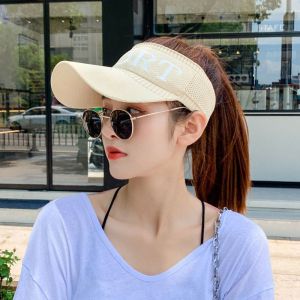 GUK Topi Wanita Knit Visor SPORT Baseball Cap Topi SPORTS Olahraga Rajut Katun Topi Pantai Sunshade COD