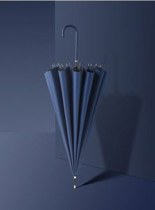 16 bone hook straight pole umbrella anti-UV leather handle Japanese small fresh retro large double sunny umbrella