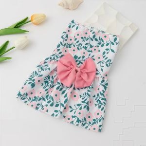 INTOONE Bow Lace Spring Dog Princess Dress Heart Patten Breathable Medium/Small Pet Skirts Cute Comfortable Cat Dog Summer Dress For Puppy Poodle Chihuahua Etc