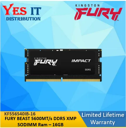 Kingston 8GB / 16GB / 32GB DDR5 4800MHz / 5600MHz Sodimm Ram - ( KF548S38IB-8 / KF556S40IB-16 / KF548S38IB-16 / KF556S40IB-32 / KF548S38IB-32 )