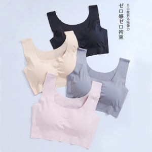 Lizida Women Ice Silk Seamless Yoga Fitness Sports Bra Wireless Padded Sleep Underwear Vest