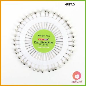 AW เข็มหมุดหัวแบน 1ชุดเข็มหมุด แพ็ค 40 เล่ม เข็มยาว หยิบจับถนัดมือ pin