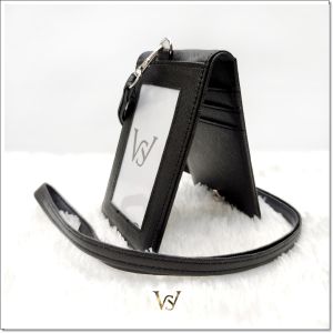 Dompet ATM ID Card Holder Bigger Plus Lanyard Full Leather Slim Pocket ws