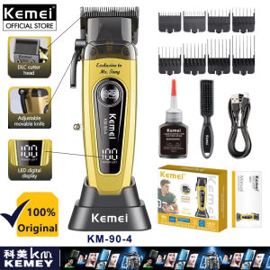 Kemei KM-90-4 Hair Clipper Professional 11500 RPM Hair Cut Machine Brushless Motor Electric Clipper DLC Blade Rechargeable Hair Clipper Men