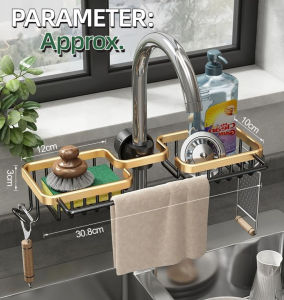 Sponge Holder For Kitchen Space Sink Faucet Hanging Drainage Adjustable Organizer Towel Dishcloth Aluminum High Quality  Kitchenware Storage Rack TH