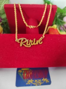 Kalung Titanium Nama Sendiri Liontin Custom Elegant Lapis Emas 24k Anti Karat