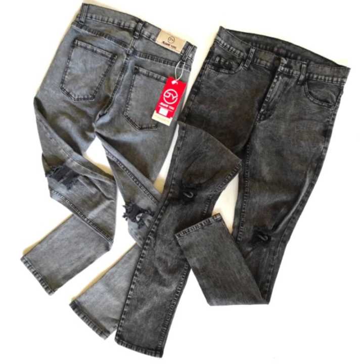 Celana Jeans Pria Sobek lutut - Celana Sobek pria - Celana Bikers Robek ...