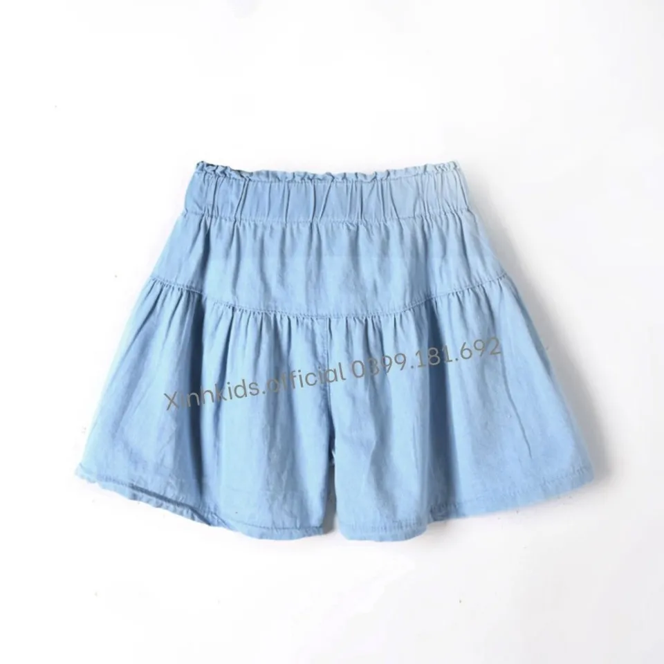 Vb1 quần jean ngắn giả váy đơn giản thời trang cho bé gái 3-11 tuổi