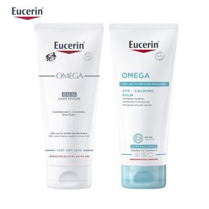 Eucerin Omega 2‑Pcs Balm Set|Light Texture Balm + Ato‑Calming Balm|Licochalcone A Ceramide Shea Butter|Repair Skin Barrier|Soothe Very Dry Itchy Atopic Skin|Daily Dry‑Skin Care & Atopic‑Prone Calming Cream