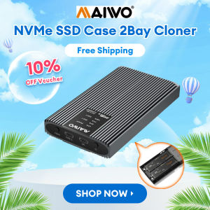 MAIWO NVMe SSD Case M.2 Enclosure 2Bay SSD Cloner Offline Clone 1:1 20Gbps to M-key PCIeSSD Aluminum Case Support NVMe SSD 2230 2242 2260 2280 Compatible AHCI SSD with adapter