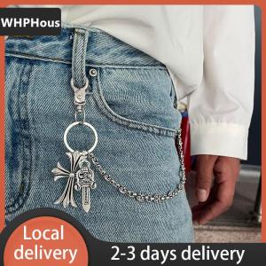 [COD] WHPHous Ship within 24 hours Personality Wallet Chain Punk Hip Hop Rock Pants Chain Metal Cross Men Women Bag Trinket Pendant