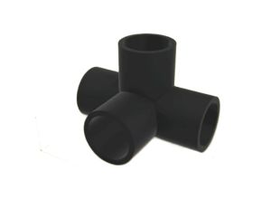 4 Way PVC fitting konektor side tee elbow pipa pvc 4 cabang arah warna Putih & abu-abu ukuran 1/2 3/4 & 1 inch atau 22 26 & 32 mm Rak