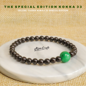 JADE KOKKA 33 - Gelang Tasbih Aesthetic Kayu Kokka Kaukah 33 Butir Mix Batu Kristal Akik Giok Hijau Kesehatan Asli Original Pria Wanita Keren Terbaru
