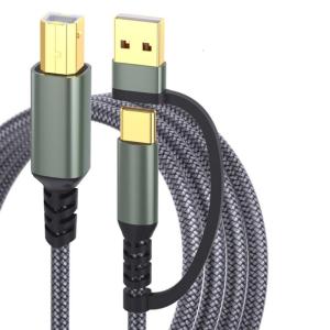 USB Type C Printer Cable Braided Male to USB B Extender Cord Wire 480Mbps Data Transfer and Connection Devices Black