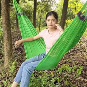 Fashion Green Life COD Ice Silk Duyan Anti-rollover ice silk mesh hammock outdoor sleeping single double hammock